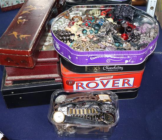 A large collection of costume jewellery, wristwatches and sundries